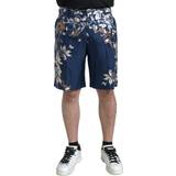 48 - Blomstrede Shorts Dolce & Gabbana Blue Floral Print Silk Men Bermuda Shorts IT46