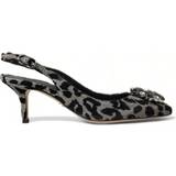Transparent Højhælede sko Dolce & Gabbana Silver Leopard Crystal Slingback Pumps Shoes EU36/US5.5