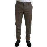 Cashmere - M Bukser & Shorts Dolce & Gabbana Brown Wool Dress Skinny Men Trouser Pants IT48