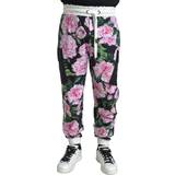 54 - One Size Bukser & Shorts Dolce & Gabbana Multicolor Peony Joggers Cotton Men Pants IT54