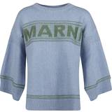 Marni Uld Overdele Marni Blue Intarsia Sweater 00B50 Pale Blue IT
