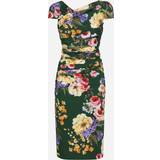 48 - Blomstrede - Silke Kjoler Dolce & Gabbana Charmeuse Draped Sheath Dress With Garden Print Woman Dresses Print