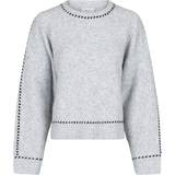 44 - Grå Sweatere Neo Noir Detri Knit Blouse - Gray Melange