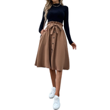 Løs - XS Nederdele Shein Privé Paperbag Waist Belted Skirt