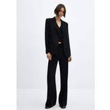 Dame - XXS Blazere Mango Women's Straight-Fit Suit Blazer Black Black