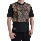 Dame - Leopard T-shirts & Toppe Dolce & Gabbana Brown Leopard Silk Sleeveless Sportswear IT46