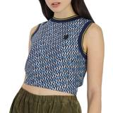 Moncler Dame Overdele Moncler Ladies Bright Blue Abstract-Pattern Cropped Tank Top