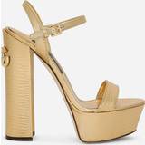 Dolce & Gabbana Guld Hjemmesko & Sandaler Dolce & Gabbana Foiled calfskin platform sandals oro_oro