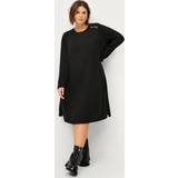 Zizzi Polyester Kjoler Zizzi Vlucca L/s Dress Sort Kjole V50071p Black