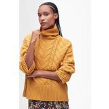 Barbour Dame Sweatere Barbour Women's Woodlane Womens Roll Neck Jumper Gold/Brown