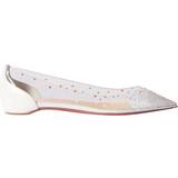 Christian Louboutin Lave sko Christian Louboutin White Follies Crystal-embellished Pvc and Leather Point-toe Flats