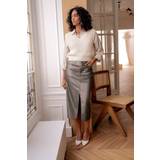 Bronze - XL Nederdele A-bee Mid-Length Skirt w. Slit H2227 Bronze 34/XS