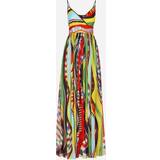 Lang - Silke Kjoler Dolce & Gabbana Long Carretto-print slip dress