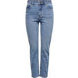 Blå - W23 Tøj Only Emily Life Hw Ankle Straight Fit Jeans - Blue/Medium Blue Denim
