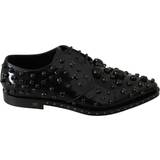 Læder Lave sko Dolce & Gabbana Black Leather Crystals Dress Broque Shoes EU40/US9.5