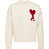 Striktrøjer - Unisex Sweatere Ami Paris Ami de Coeur Sweater Unisex - Off White/Red