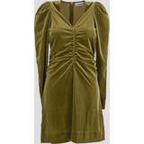 Fløjl - Grøn - M Kjoler Ganni Green Long Sleeve Velvet Jersey Mini Dress Recycled Polyester/Spandex Women's Green