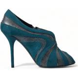 Turkis Højhælede sko Dolce & Gabbana Teal Suede Leather Peep Toe Heels Pumps Shoes EU40/US9.5