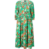 Zizzi Dame - Grøn Tøj Zizzi Maxi kjole mMiya 3/4 Blk Dress Grøn 46/48