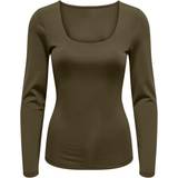 Only Grøn Overdele Only Lea Square Neck Rib Top - Dark Olive