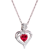 Shein 1pc Romantic Red Cubic Zirconia Rose Heart Pendant Necklace For Women Valentine's Day Gift Jewelry