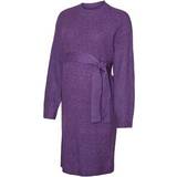 Lange kjoler - Lilla Mamalicious Svala langærmet kort kjole amaranth purple