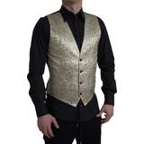Guld - One Size Overtøj Dolce & Gabbana Floral Jacquard Waistcoat Formal Gold Vest IT48