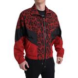 Leopard - Nylon Overdele Dolce & Gabbana Red Leopard Nylon Full Zip Sweater IT44
