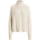 Ralph Lauren Dame Sweatere Ralph Lauren Cable Knit Cotton-Blend Roll Neck XS, MASCREAM