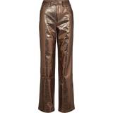 Bronze - Dame Bukser & Shorts ROTATE Birger Christensen Textured High Waist Pants Kvinde Jeans hos Magasin Toasted Coconut