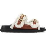 Marni Indetøfler Marni Two-Tone Leather And Shearling Fussbett Slippers