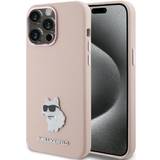 Metaller - Pink Mobiletuier Karl Lagerfeld KLHCP15XSMHCNPP iPhone 15 Pro Max 6.7 rózowy/pink Silikone Choupette Metal Pin