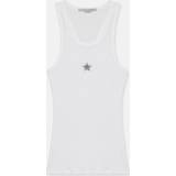 Stella McCartney Dame Toppe Stella McCartney Womens White Star-embroidered Slim-fit Woven-blend top