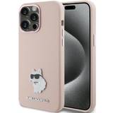 Metaller - Pink Mobiletuier Karl Lagerfeld KLHCP15LSMHCNPP iPhone 15 Pro 6.1 rózowy/pink Silicone Choupette Metal Pin