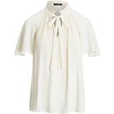 Chiffon - Hvid Tøj Lauren Ralph Lauren Bluse Drapey Poly GGT Shirt Beige