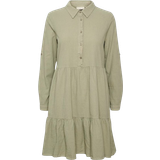 Bomuld - Korte kjoler - Skjortekrave Kaffe Women's Kanaya Dress - Seagrass