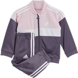 Lynlås Tracksuits adidas Kid's Tiberio 3-Stripes Colorblock Shiny Tracksuit - Clear Pink/White/Shadow Violet