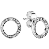 Pandora Smykker Pandora Sparkling Circle Stud Earrings - Silver/Transparent