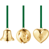 Messing Brugskunst Georg Jensen Bell, Ball & Heart Gift Set Gold Juletræspynt 5.4cm 3stk