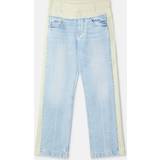Stella McCartney Polyester Bukser & Shorts Stella McCartney Womens Light Blue Mix Fabric Contrast-panel Side-stripe Straight-leg Jeans