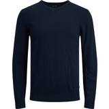 Blå - Viskose Sweatere Jack & Jones Emil V Neck Pullover - Navy Blazer
