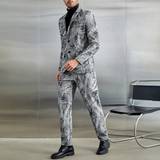 Multifarvet Jakkesæt Shein Men's Business Printed Leather Suit Set