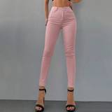 Dame - Pink Jeans Shein Women's Solid Slim Fit Jeans