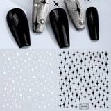 Kunstige negle & Neglepynt Shein 2 Black And White Square Starburst Nail Art Stickers Y2K-style Nail Art Decals