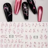 Negleprodukter Shein 2pcs Rose Gold Abstract Line Nail Art Stickers