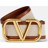 Dame - Lærred Bælter Valentino Garavani VLogo leather-trimmed belt brown