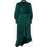 Grøn - M - Silke Kjoler Zimmermann Green Wrap Midi Dress JDE Jade