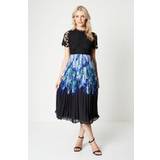 Coast Figursyet Tøj Coast Lace Top Pleated Skirt Midi Dress Black