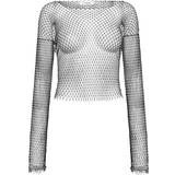 Dame - Transparent Overdele Co'Couture KrystalCC Net Blouse BLACK