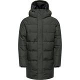 Grøn - Lang Overtøj Only & Sons Detachable Hood Jacket - Grey/Peat